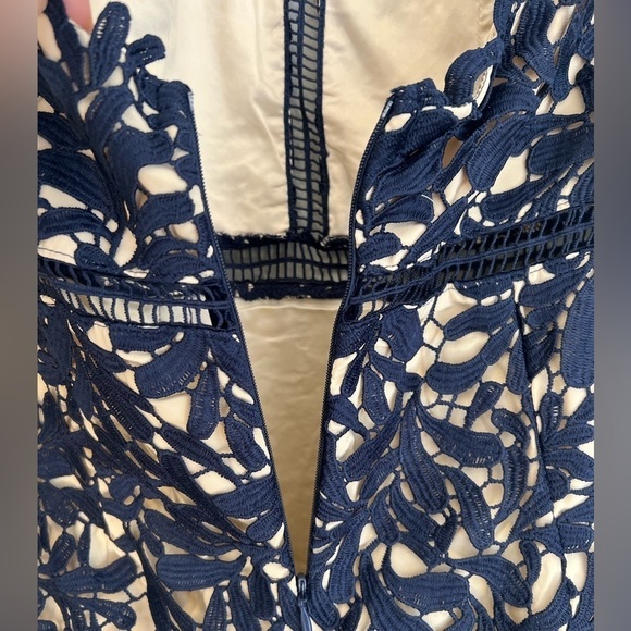 NWOT Divine Destiny Navy Blue Lace Midi Dress - Picture 8 of 11